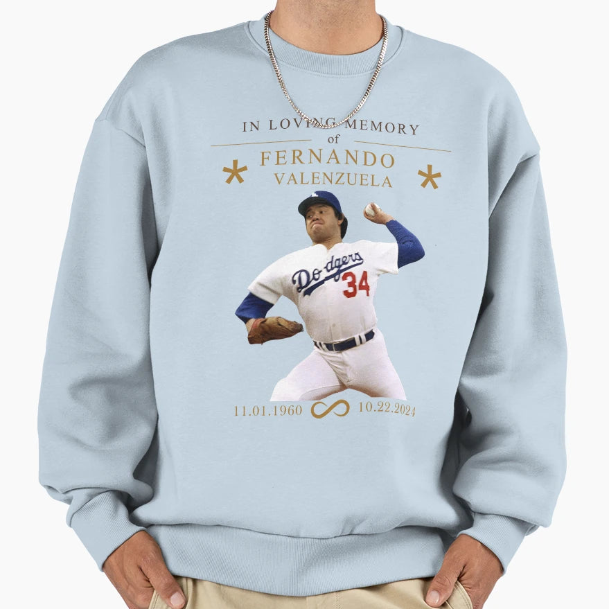 Loving Memory Fernando Valenzuela Sweatshirt - Aesthetic Graphic for Adults - T-Shirt, Sweatshirt, Hoodie