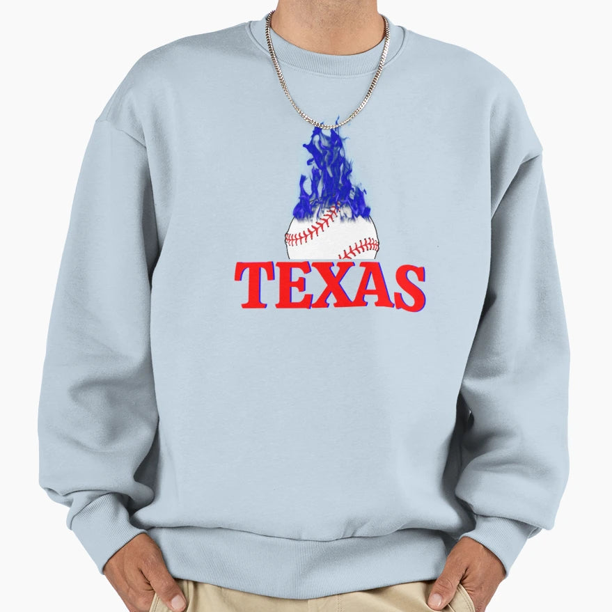 Texas Baseball Fiery Fan Gift Sweatshirt - Casual Everyday Wear Unisex - T-Shirt, Sweatshirt, Hoodie