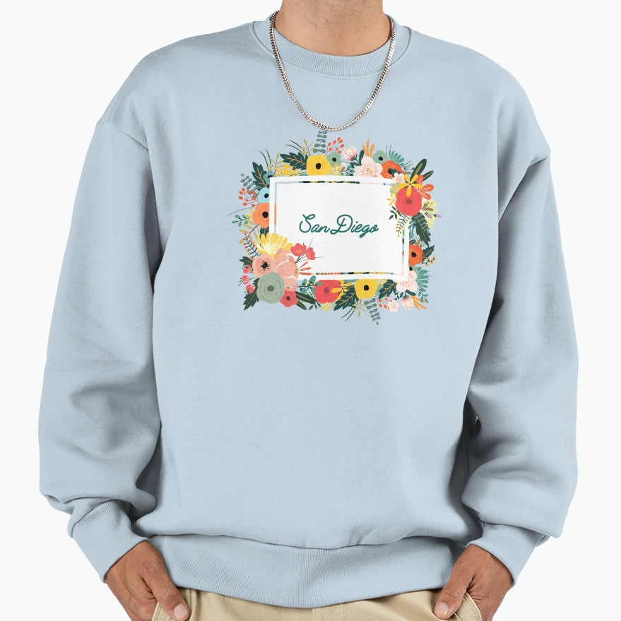 San Diego Flower Frame Sweatshirt - Minimalist Print Unisex - T-Shirt, Sweatshirt, Hoodie