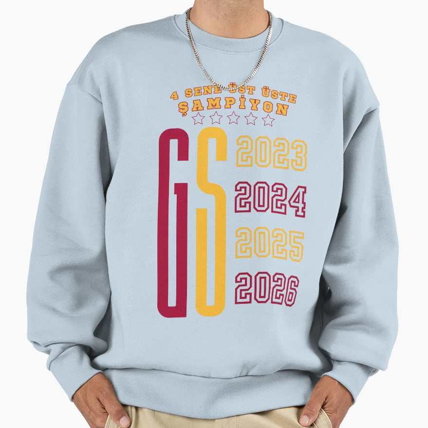 Galatasaray 4 Years Consecutive Sweatshirt - Aesthetic Graphic for Adults - T-Shirt, Sweatshirt, Hoodie