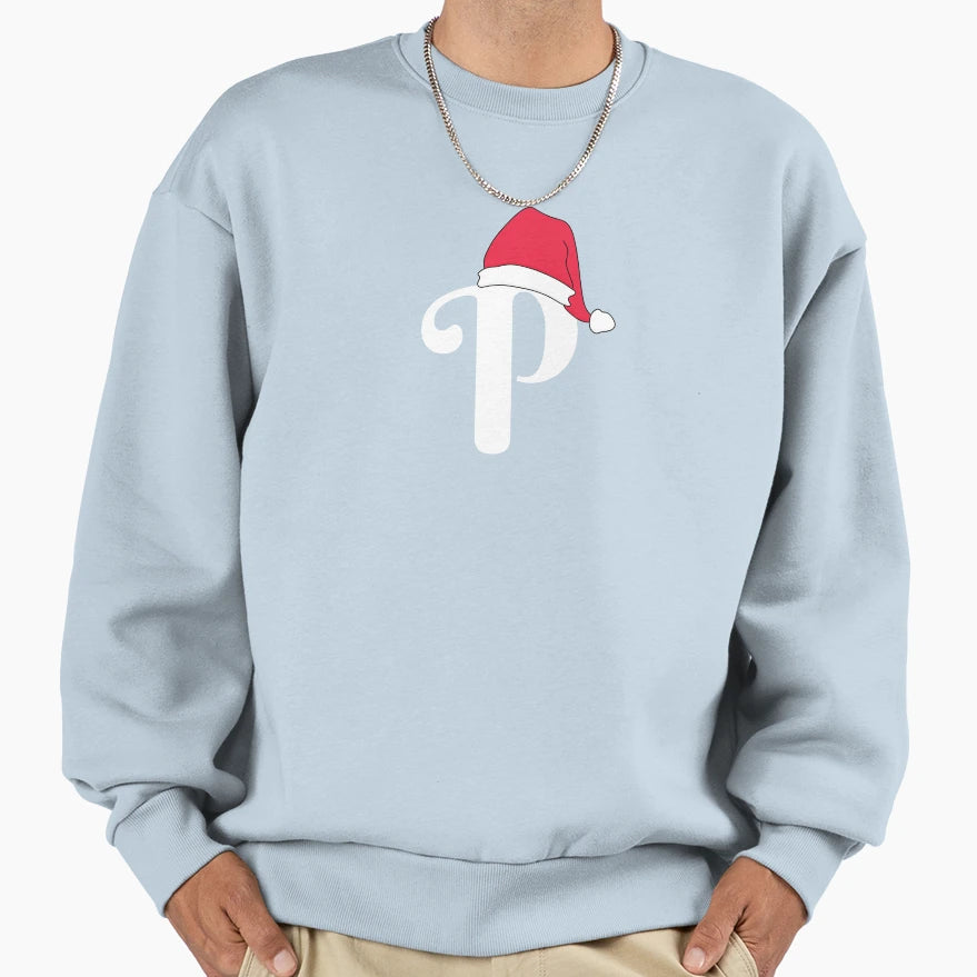Letter P Red Santa Hat Sweatshirt - Minimalist Print Unisex - T-Shirt, Sweatshirt, Hoodie