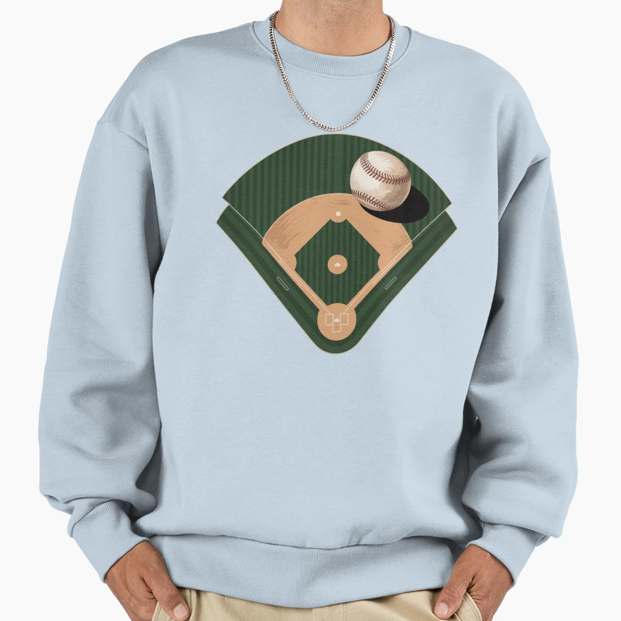 Baseball Field Layout Sweatshirt - Fun Novelty Design for Adults - T-Shirt, Sweatshirt, Hoodie