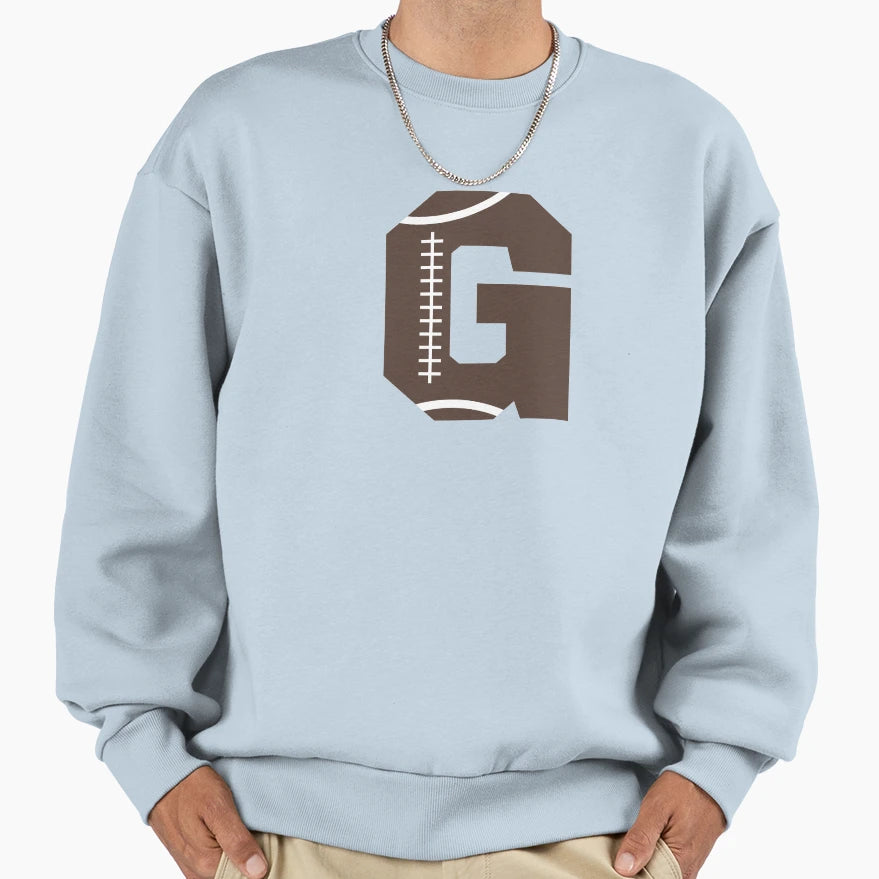 Personalized Football Initial G Sweatshirt - Graphic Print for Adults - T-Shirt, Sweatshirt, Hoodie