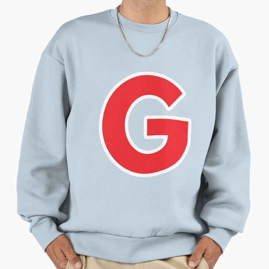 G Initial Letter G Red And White Sweatshirt - Graphic Print Men Women - T-Shirt, Sweatshirt, Hoodie