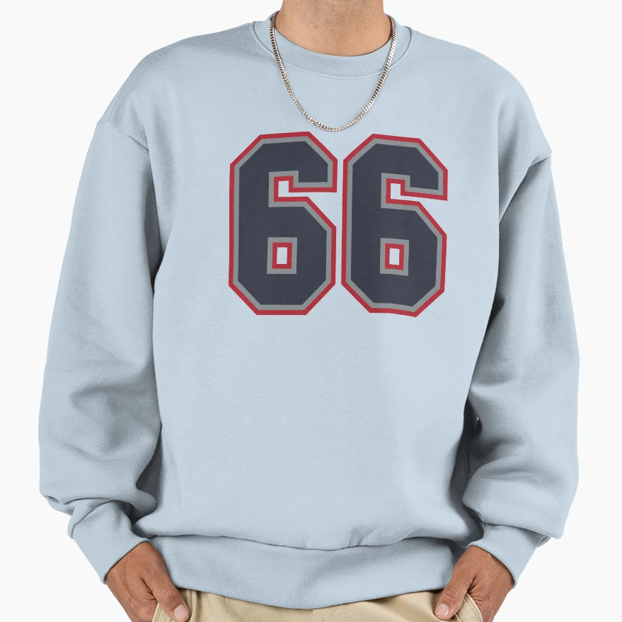 66 Navy Grey Red Sports Number Sixty Sweatshirt - Graphic Print for Adults - T-Shirt, Sweatshirt, Hoodie