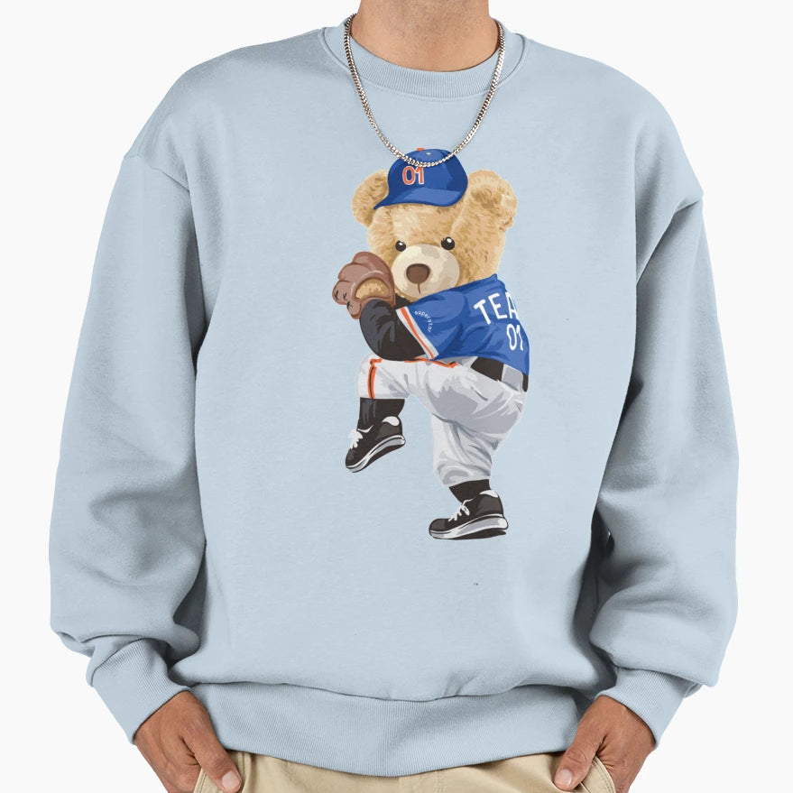 Baseball Pitcher Bear Adograble Sweatshirt - Graphic Print Men Women - T-Shirt, Sweatshirt, Hoodie