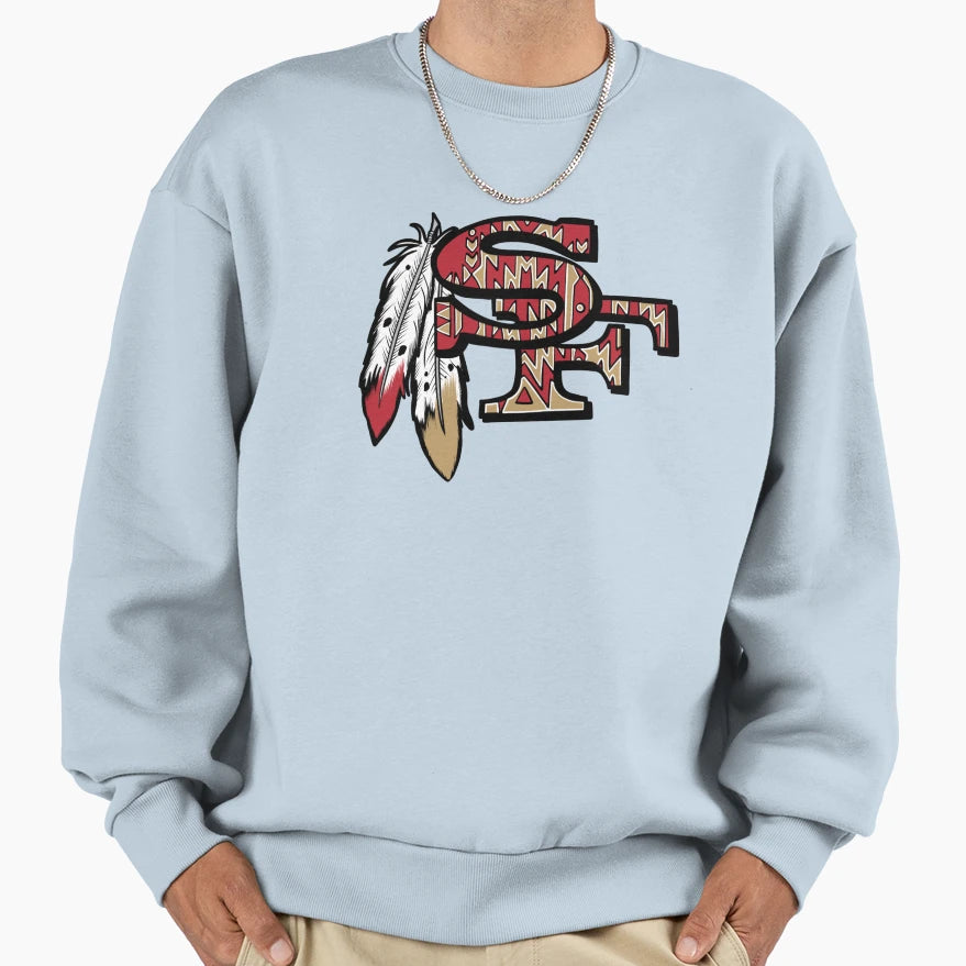 Native American 49Ers Logo Sweatshirt - Minimalist Print for Adults - T-Shirt, Sweatshirt, Hoodie