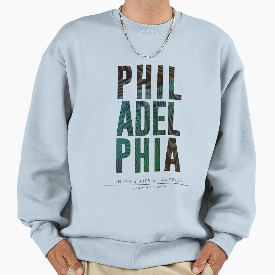 Philadelphia City Name Sweatshirt - Casual Everyday Wear Men Women - T-Shirt, Sweatshirt, Hoodie