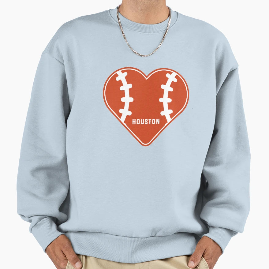 Houston Baseball Heart And Stitches Sweatshirt - Novelty Apparel Unisex - T-Shirt, Sweatshirt, Hoodie