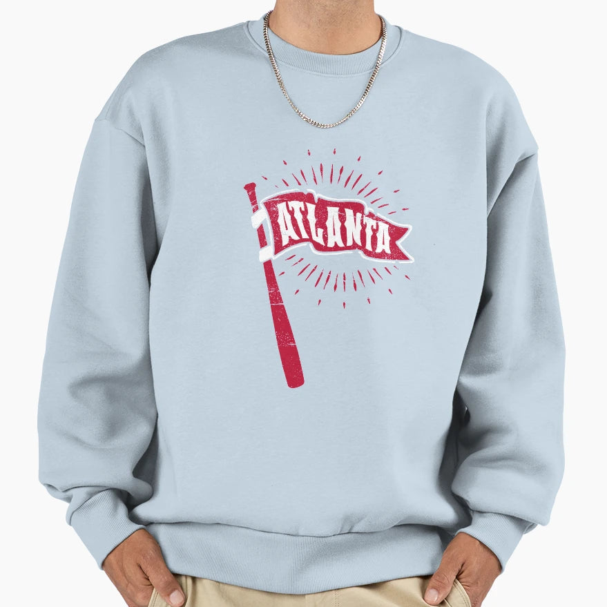 Atlanta Baseball Pennant And Bat Sweatshirt - Novelty Apparel Unisex - T-Shirt, Sweatshirt, Hoodie