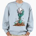 Zombie Hands Baseball Funny Halloween Sweatshirt - Minimalist Print Unisex - T-Shirt, Sweatshirt, Hoodie