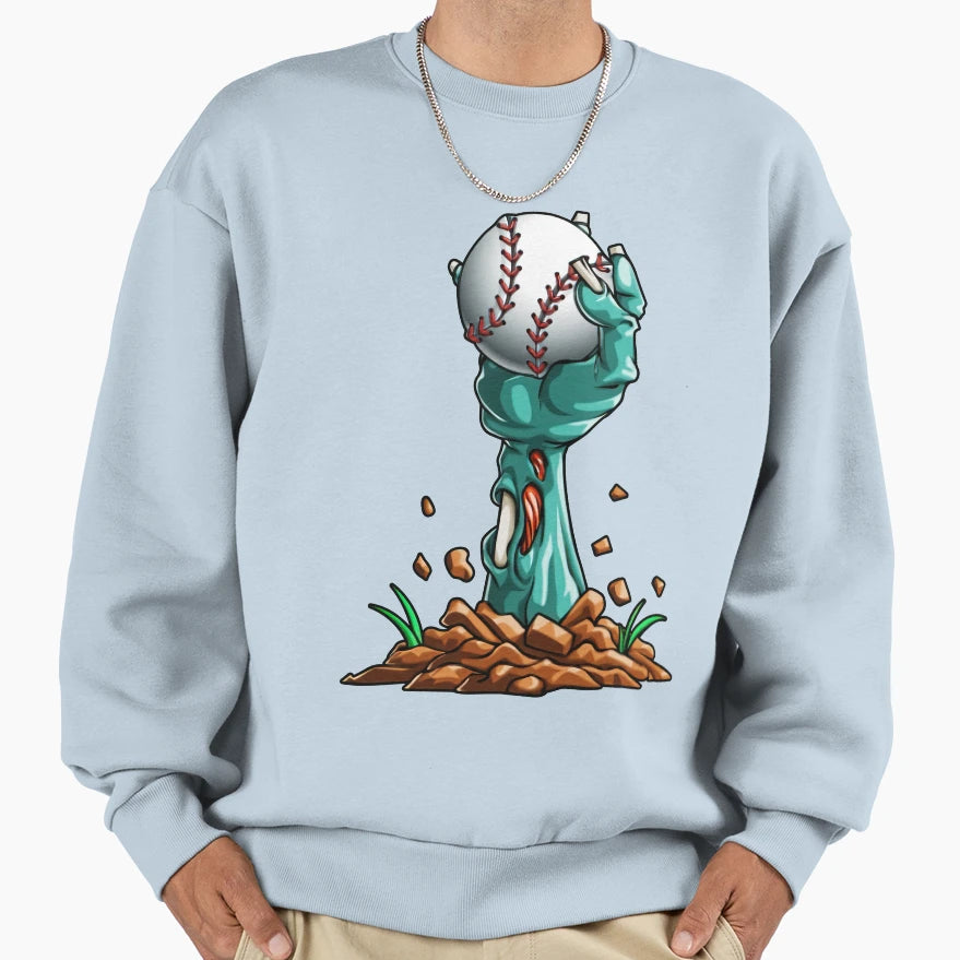 Zombie Hands Baseball Funny Halloween Sweatshirt - Minimalist Print Unisex - T-Shirt, Sweatshirt, Hoodie