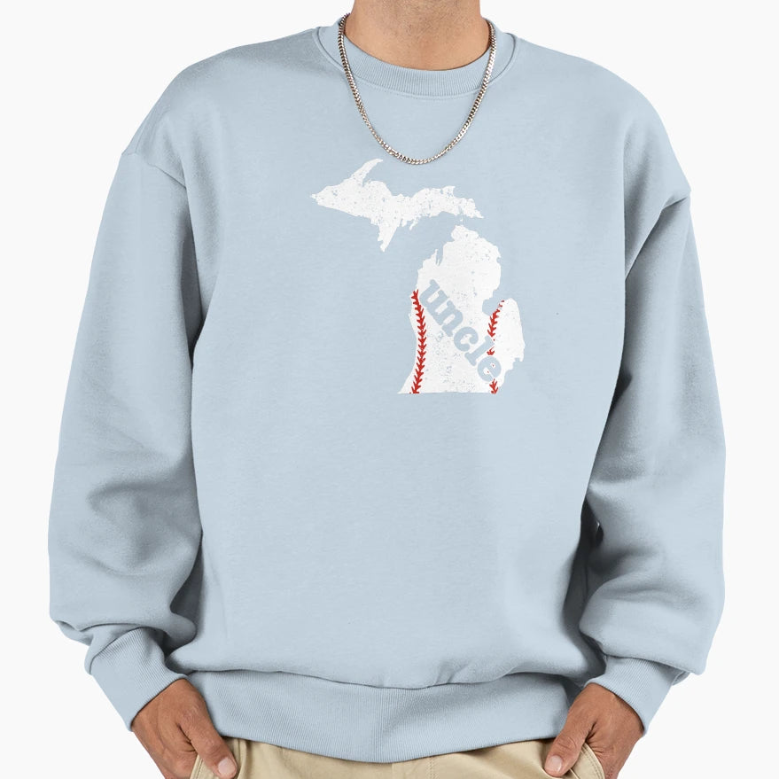 Softball Uncle Michigan Baseball Uncle T-Shirt - Trendy Graphic Unisex - T-Shirt, Sweatshirt, Hoodie