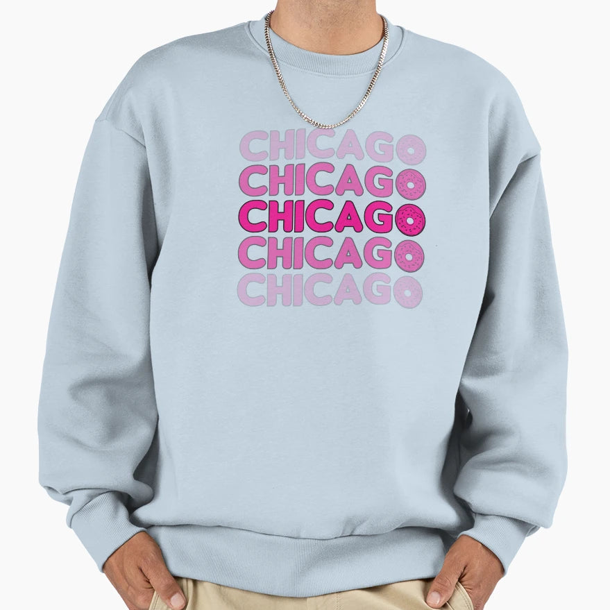 Chicago Illinois State Donut Sweatshirt - Unique Graphic for Adults - T-Shirt, Sweatshirt, Hoodie