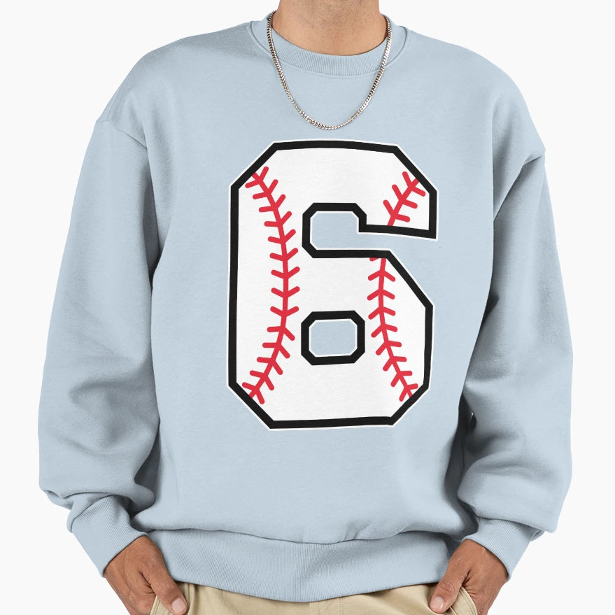 Baseball Number 6 Sweatshirt - Novelty Apparel for Adults - T-Shirt, Sweatshirt, Hoodie