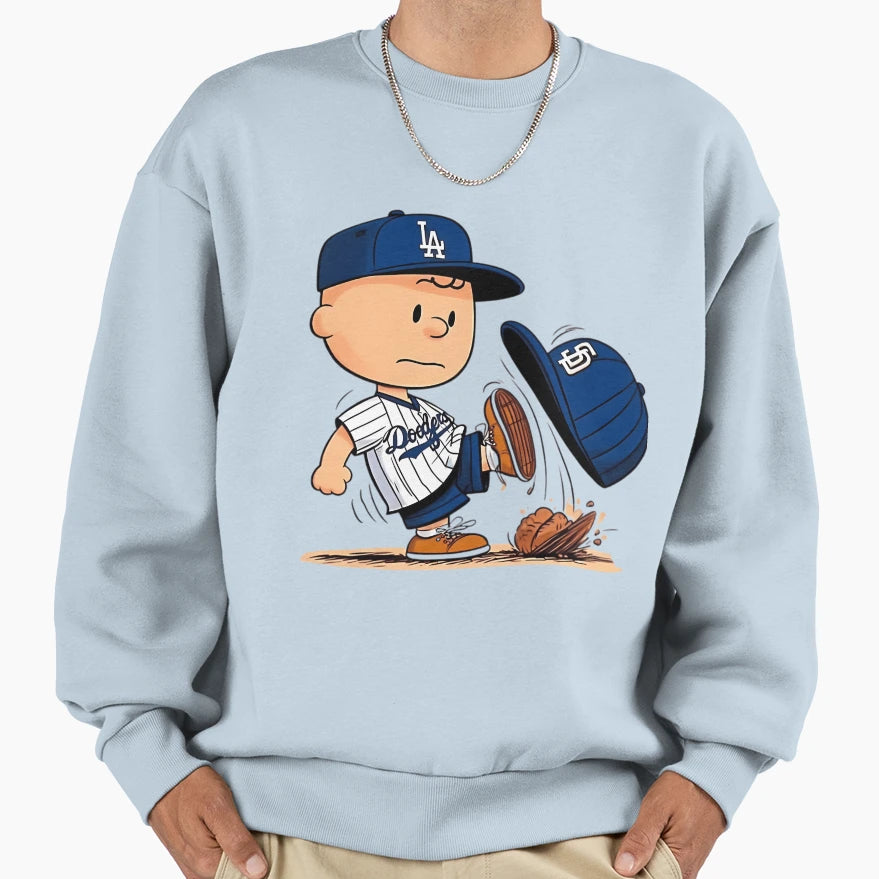 Charlie Brown Los Dodgers Mound Sweatshirt - Unique Graphic for Adults - T-Shirt, Sweatshirt, Hoodie