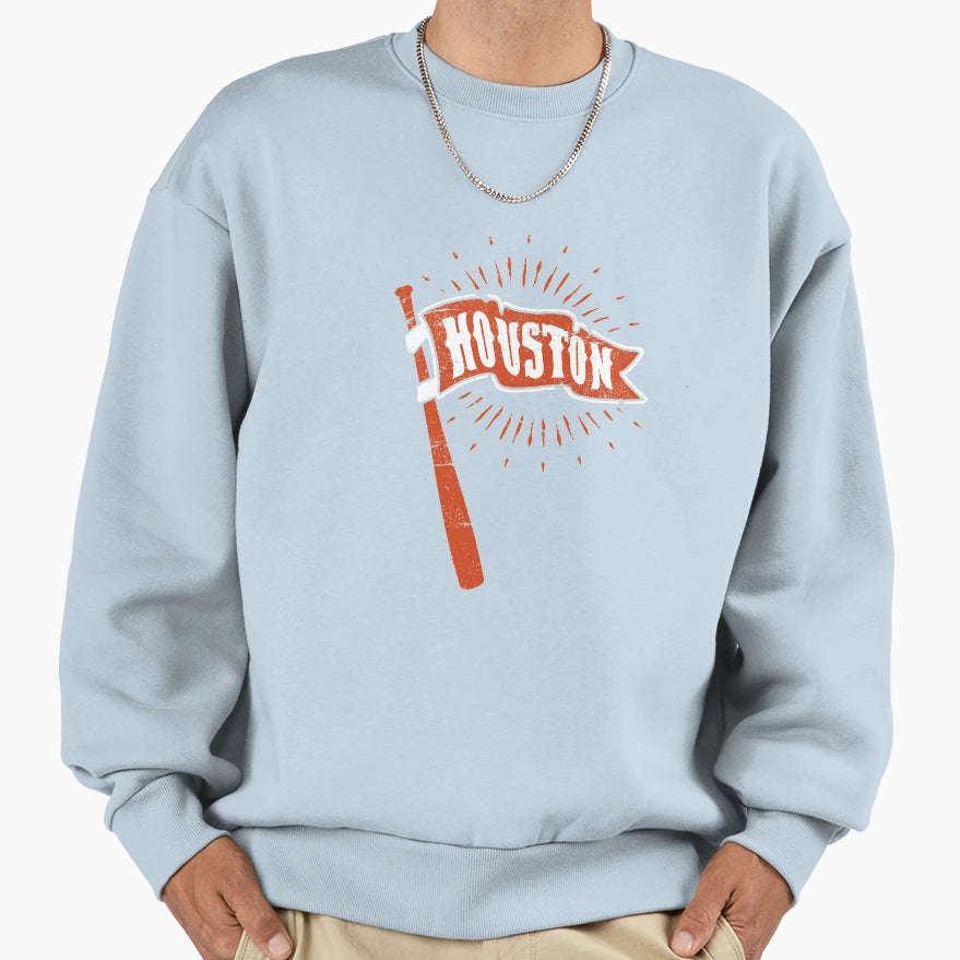 Houston Baseball Pennant And Bat Sweatshirt - Novelty Apparel Men Women - T-Shirt, Sweatshirt, Hoodie