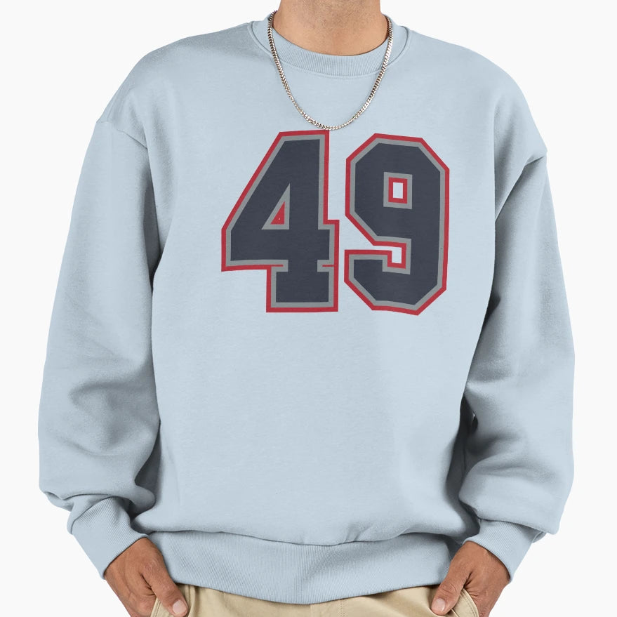 49 Navy Grey Red Sports Number Sweatshirt - Novelty Apparel Men Women - T-Shirt, Sweatshirt, Hoodie