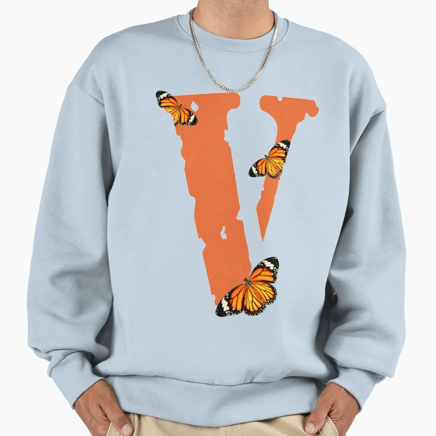 Vlone Logo Butterflys Sweatshirt - Fun Novelty Design for Adults - T-Shirt, Sweatshirt, Hoodie