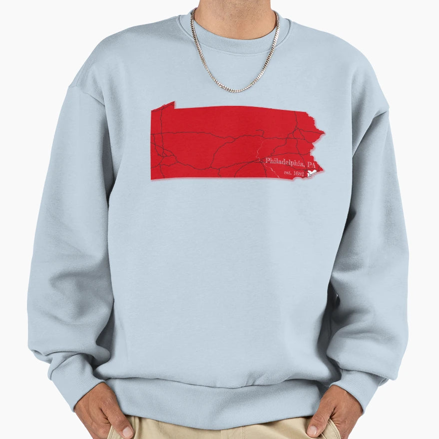 Philadelphia Pa Red Sweatshirt - Graphic Print Unisex - T-Shirt, Sweatshirt, Hoodie