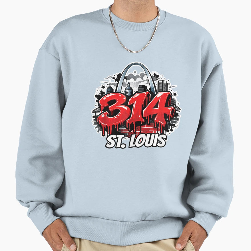 314 St Louis Arch Skyline Graffiti Sweatshirt - Trendy Graphic Men Women - T-Shirt, Sweatshirt, Hoodie
