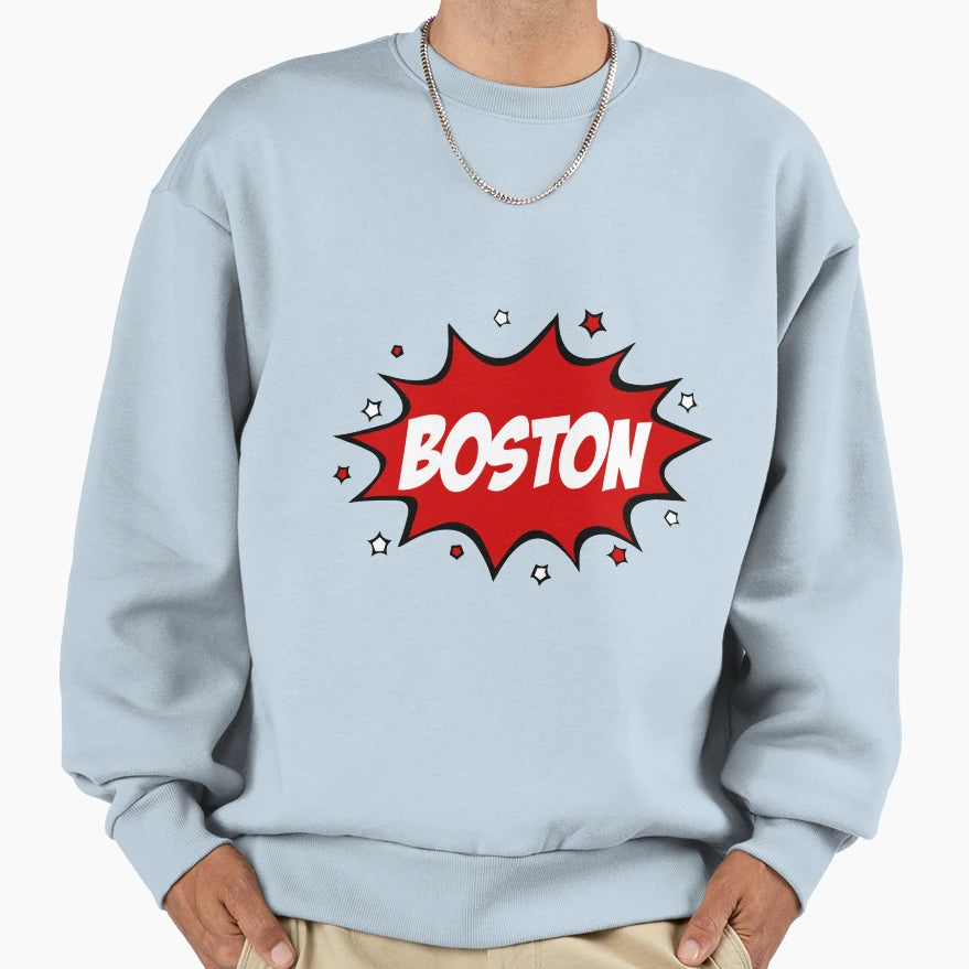 Boston Comic Bubble Sweatshirt - Minimalist Print Men Women - T-Shirt, Sweatshirt, Hoodie