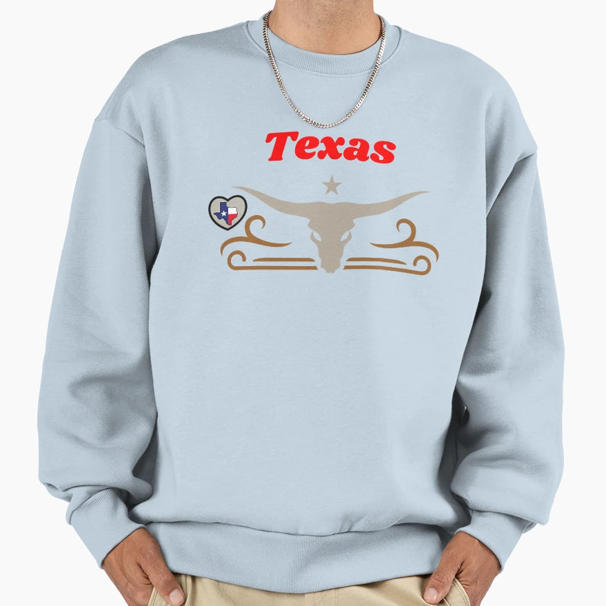 Texas Usa Bull American Font Funny T-Shirt - Fun Novelty Design Men Women - T-Shirt, Sweatshirt, Hoodie