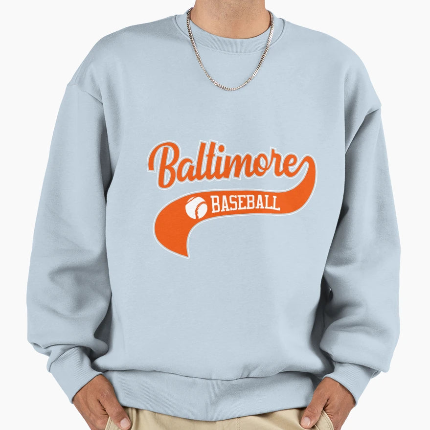 Baltimore Baseball Swoosh Sweatshirt - Casual Everyday Wear Unisex - T-Shirt, Sweatshirt, Hoodie