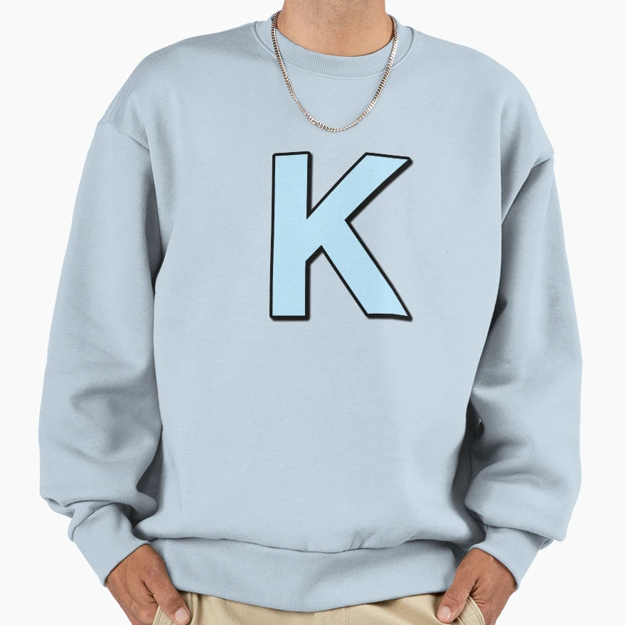 Blue Letter K Sweatshirt - Aesthetic Graphic Unisex - T-Shirt, Sweatshirt, Hoodie