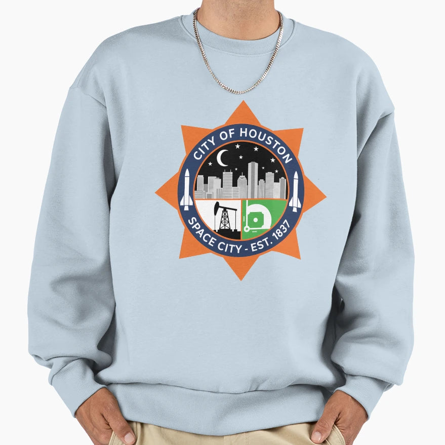 Houston Texas Space City Emblem Sweatshirt - Graphic Print Men Women - T-Shirt, Sweatshirt, Hoodie