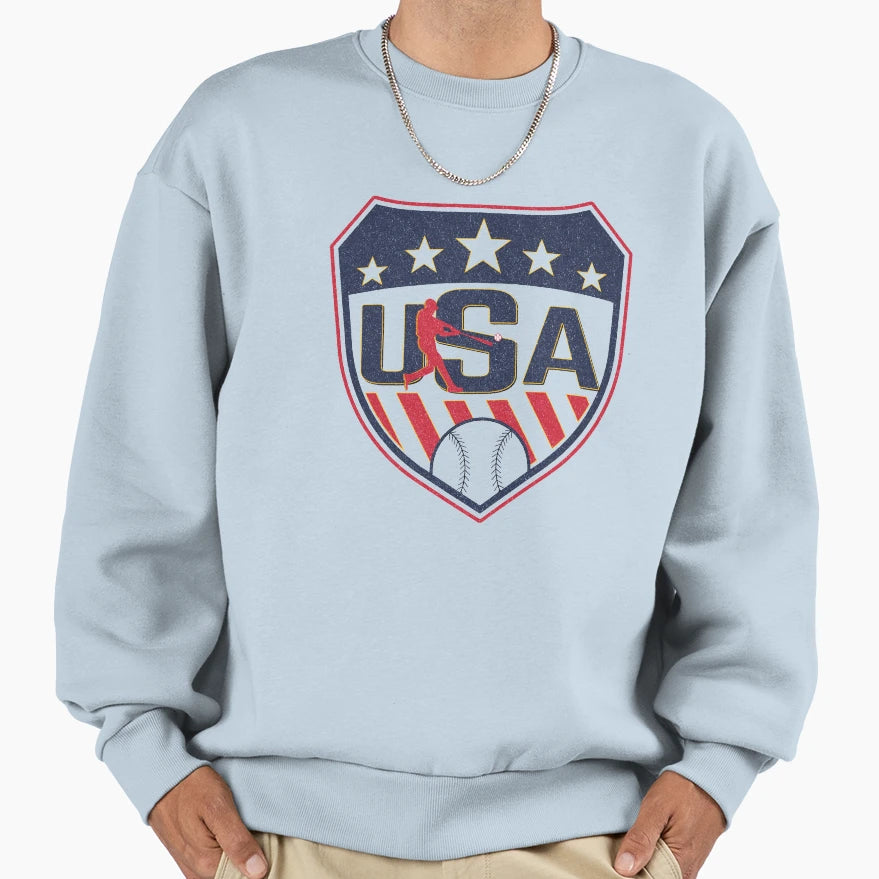 Usa Baseball Logo Sweatshirt - Fun Novelty Design Men Women - T-Shirt, Sweatshirt, Hoodie