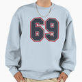69 Navy Grey Red Sports Number Sixty Sweatshirt - Minimalist Print Unisex - T-Shirt, Sweatshirt, Hoodie