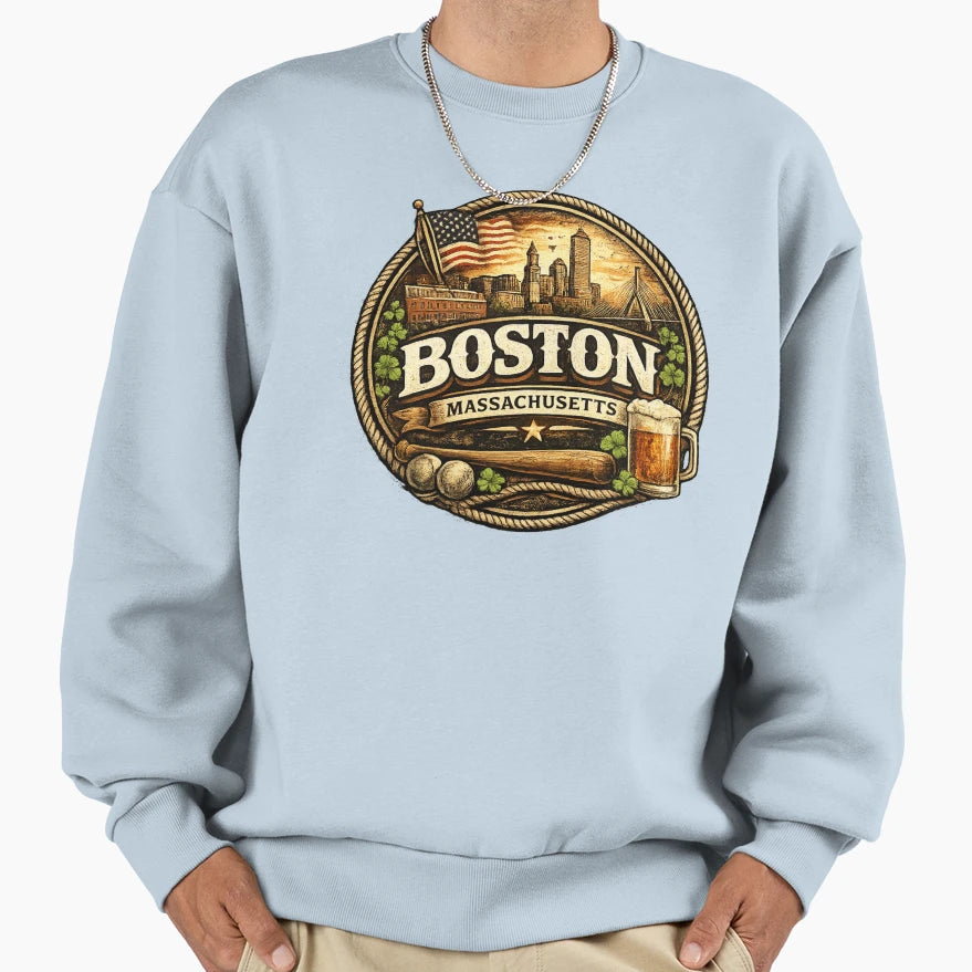 Boston Mass Sweatshirt - Graphic Print Men Women - T-Shirt, Sweatshirt, Hoodie