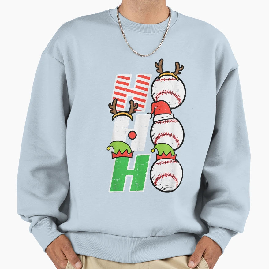 Baseball Ho Ho Ho Funny Sports Sweatshirt - Novelty Apparel for Adults - T-Shirt, Sweatshirt, Hoodie