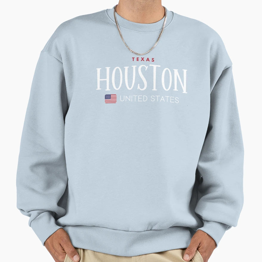 Houston Texas United States Sweatshirt - Novelty Apparel Unisex - T-Shirt, Sweatshirt, Hoodie