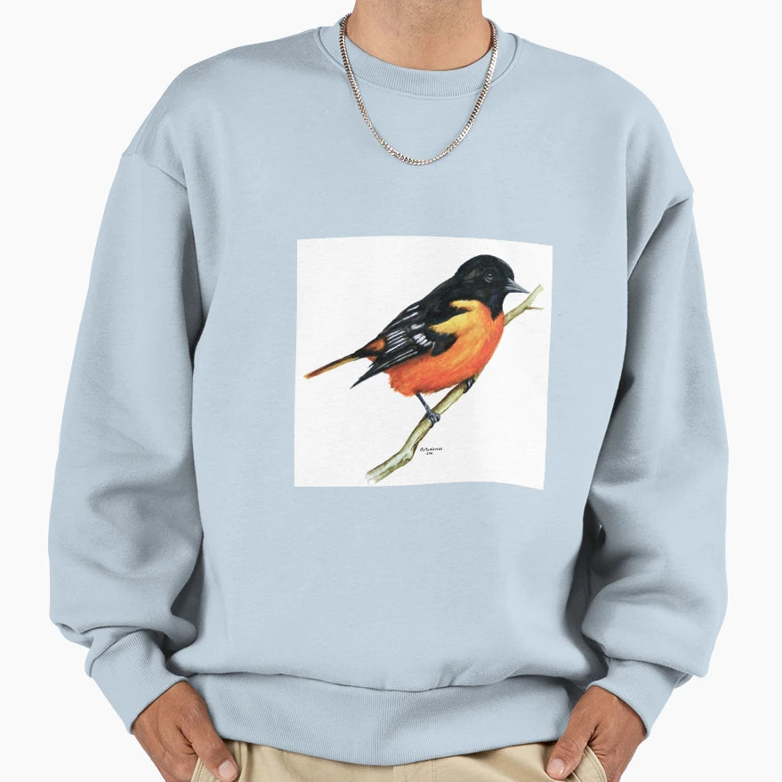 Male Baltimore Oriole Sweatshirt - Unique Graphic Unisex - T-Shirt, Sweatshirt, Hoodie