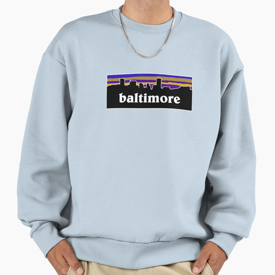 Baltimore Cityscape Football Sweatshirt - Trendy Graphic Men Women - T-Shirt, Sweatshirt, Hoodie
