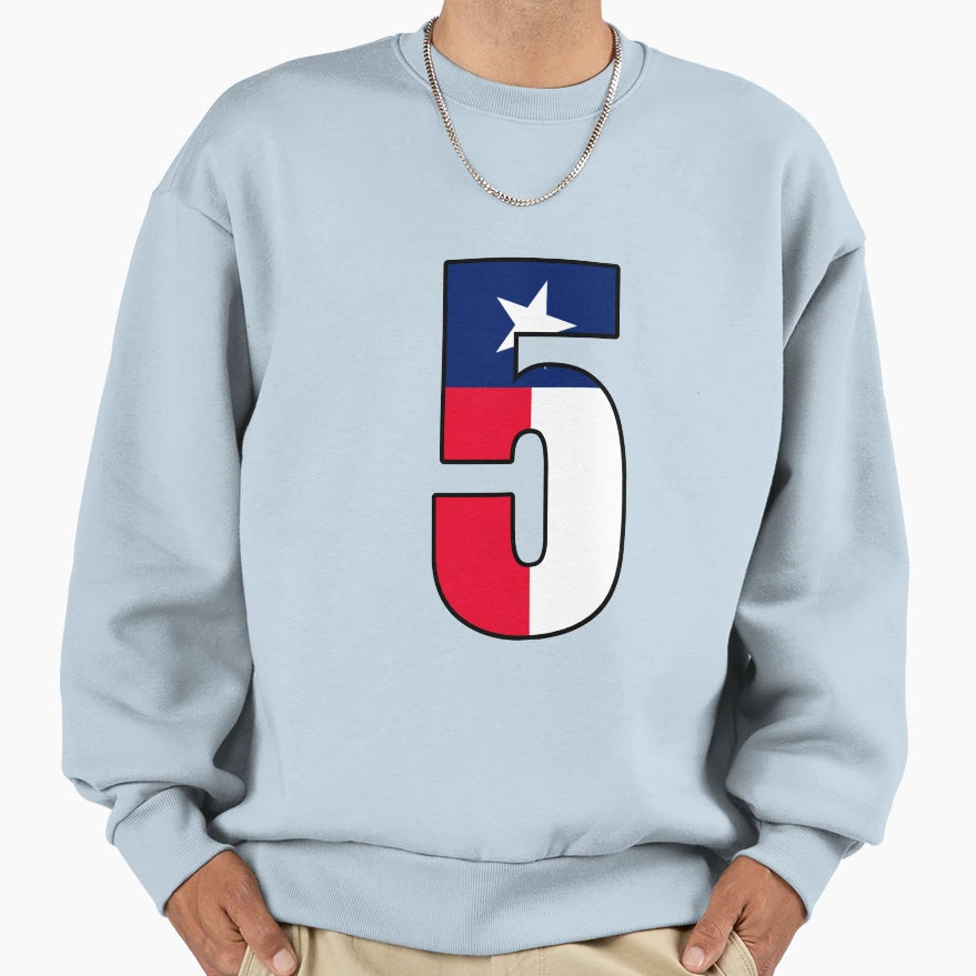 Number 5 Texas Flag Sweatshirt - Novelty Apparel Unisex - T-Shirt, Sweatshirt, Hoodie