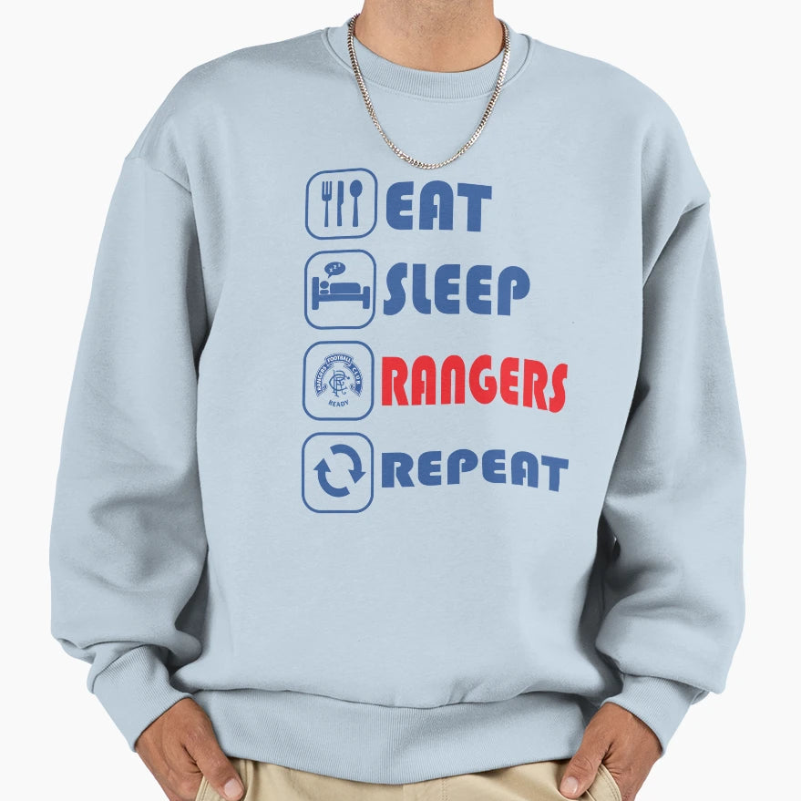 Eat Sleep Football Repeat Rangers Sweatshirt - Novelty Apparel Men Women - T-Shirt, Sweatshirt, Hoodie