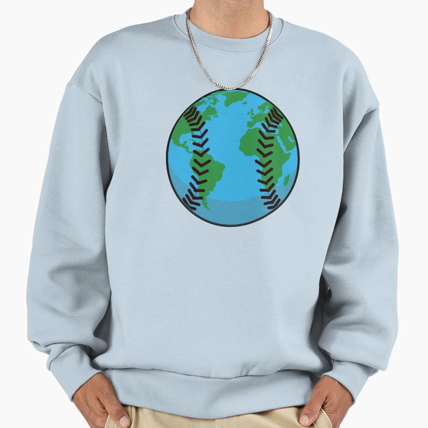 Baseball Earth Planet Sweatshirt - Casual Everyday Wear Men Women - T-Shirt, Sweatshirt, Hoodie