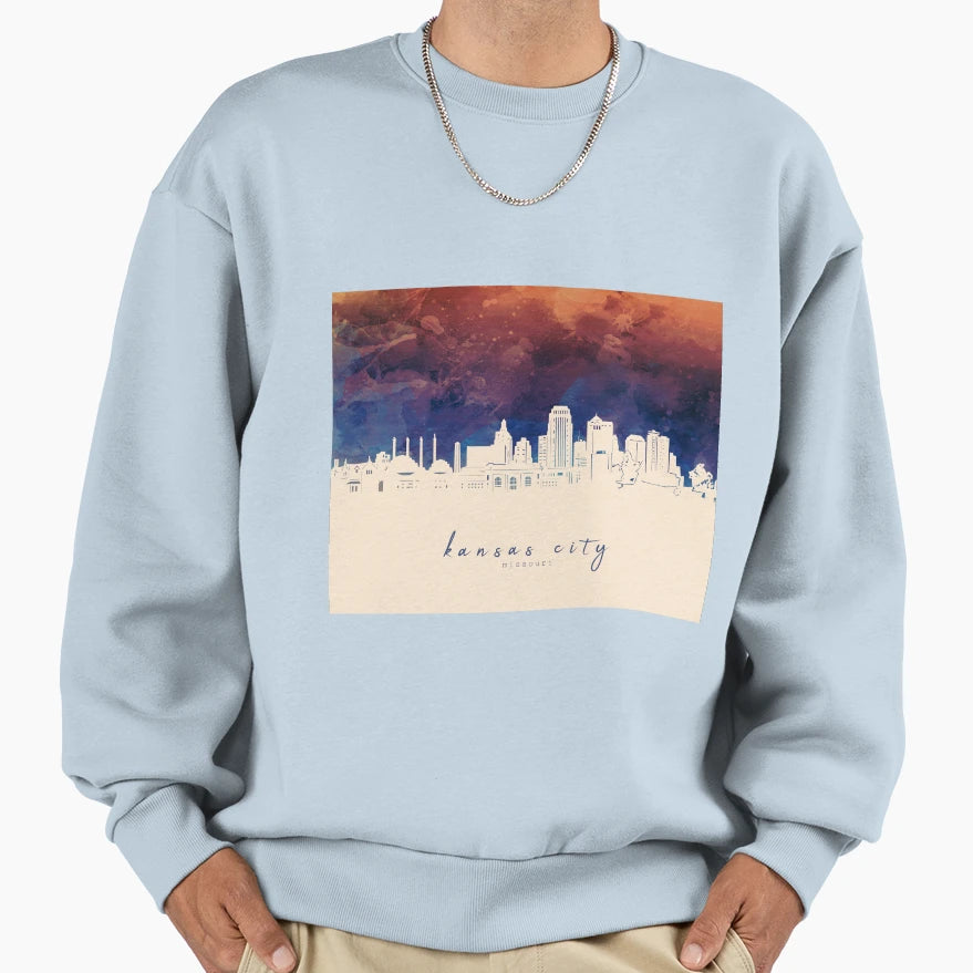 Kansas City Skyline Sweatshirt - Aesthetic Graphic Men Women - T-Shirt, Sweatshirt, Hoodie