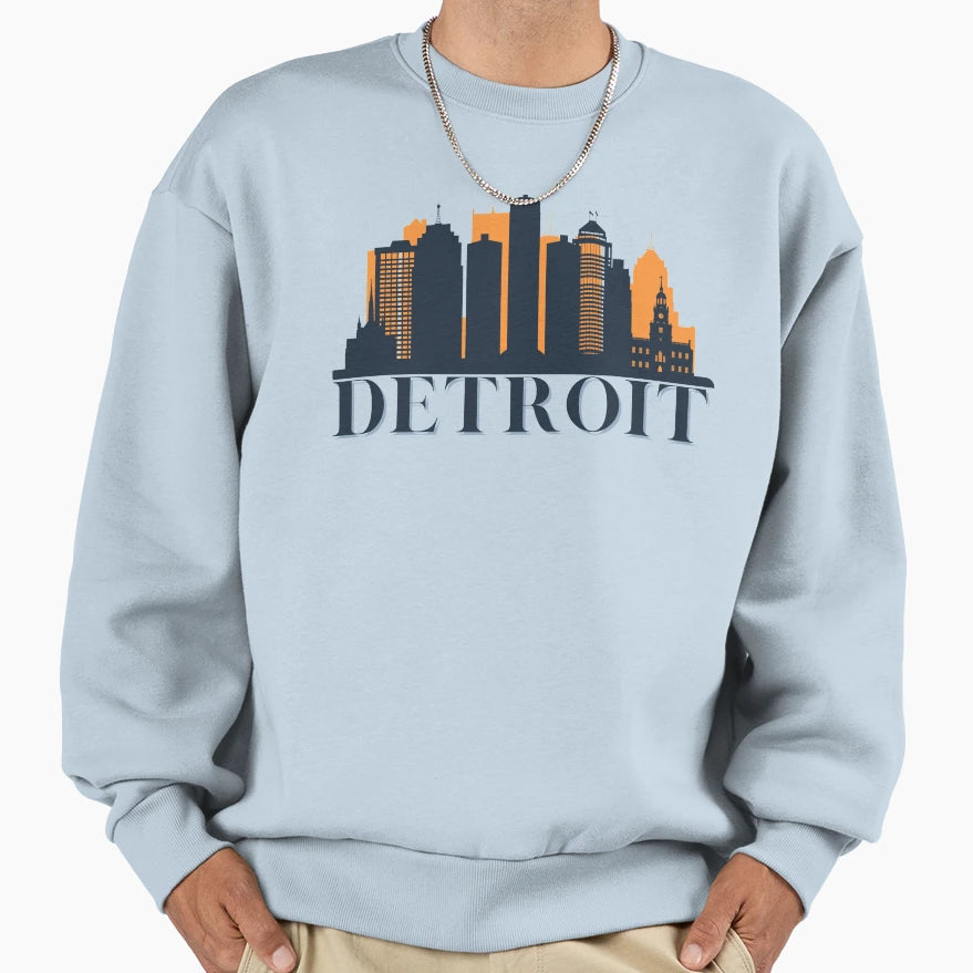 Detroit Skyline Sweatshirt - Minimalist Print for Adults - T-Shirt, Sweatshirt, Hoodie
