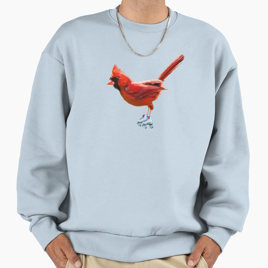 Roller Skating Cardinal Red Bird Sweatshirt - Streetwear Style Men Women - T-Shirt, Sweatshirt, Hoodie