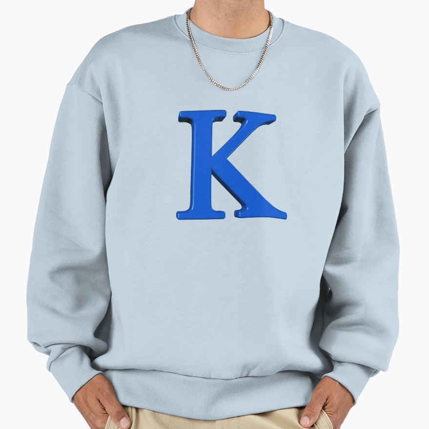Letter K Dimensional Blue Sweatshirt - Unique Graphic Men Women - T-Shirt, Sweatshirt, Hoodie