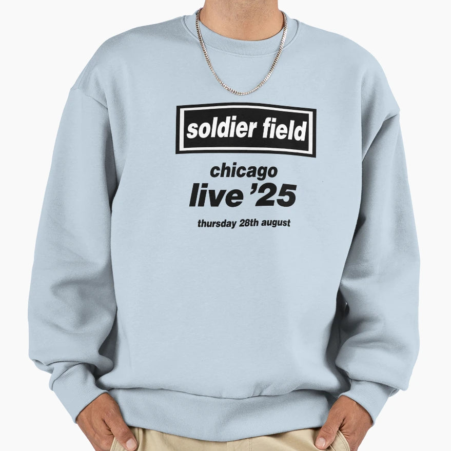 Oasis Live 25 Tour Soldier Field Sweatshirt - Trendy Graphic for Adults - T-Shirt, Sweatshirt, Hoodie