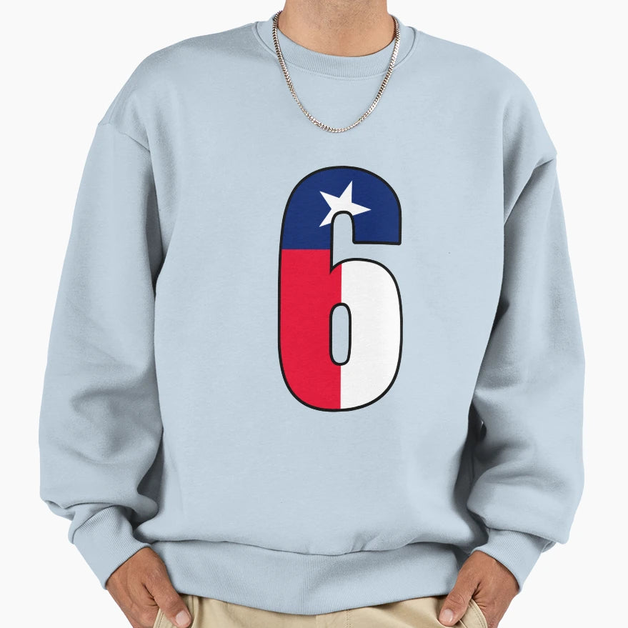 Number 6 Texas Flag Sweatshirt - Fun Novelty Design Unisex - T-Shirt, Sweatshirt, Hoodie