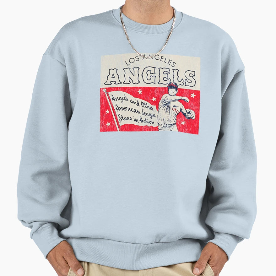 Baseball Angels Tin Sign Worn Sweatshirt - Minimalist Print Men Women - T-Shirt, Sweatshirt, Hoodie