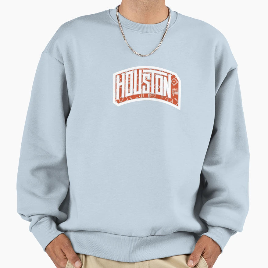Houston Baseball City Word Art Sweatshirt - Aesthetic Graphic for Adults - T-Shirt, Sweatshirt, Hoodie