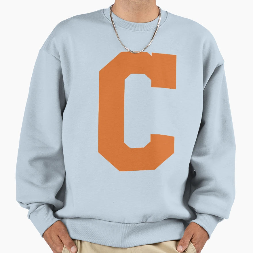 Alphabet Orange C Sports Letter C Sweatshirt - Minimalist Print Men Women - T-Shirt, Sweatshirt, Hoodie