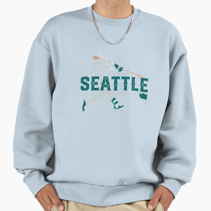 Seattle Baseball Slugger Home Run Sweatshirt - Graphic Print for Adults - T-Shirt, Sweatshirt, Hoodie